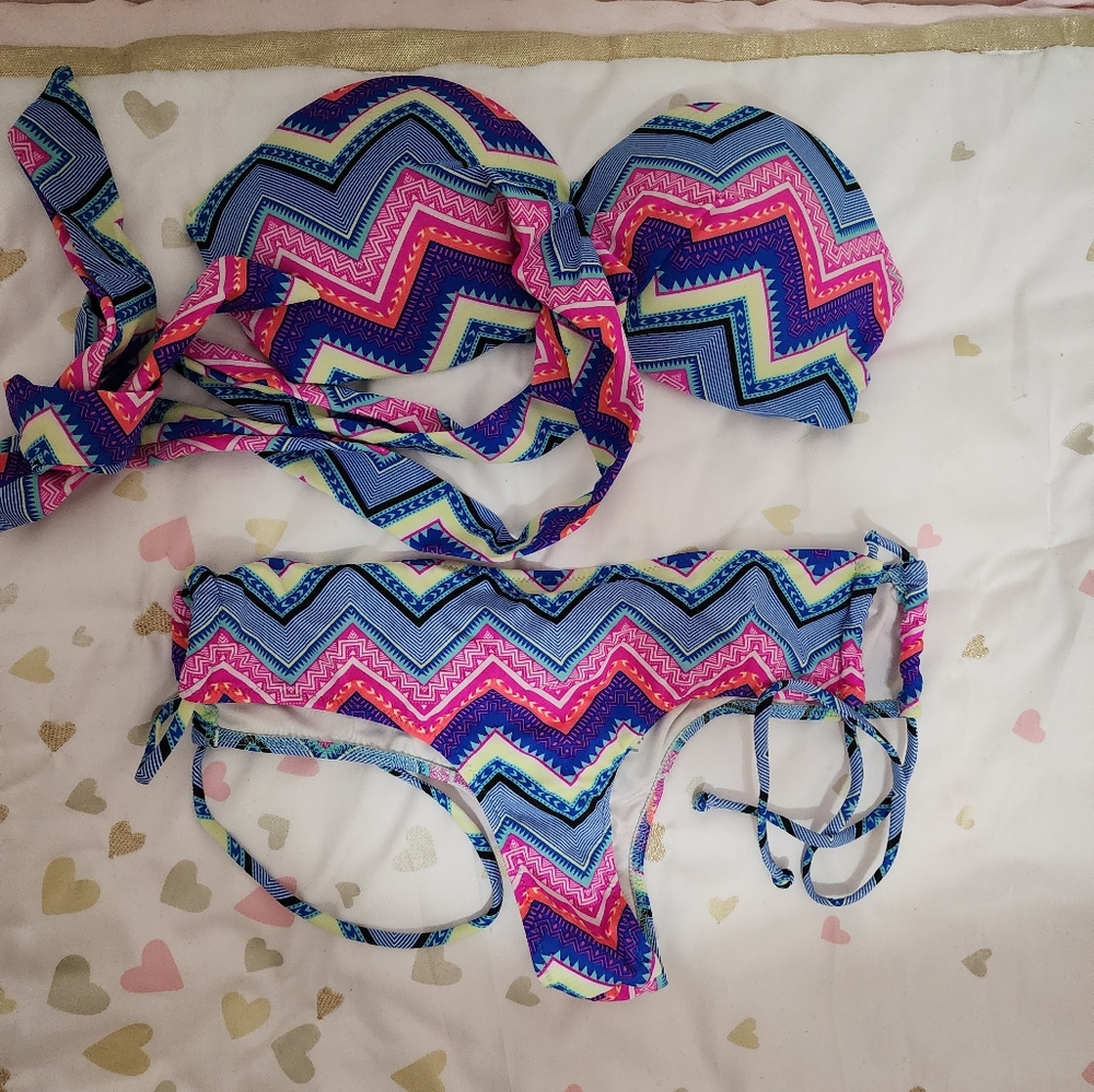 Pink Victoria Secret Swim Sexy Pushup Cheeky Bikini Set